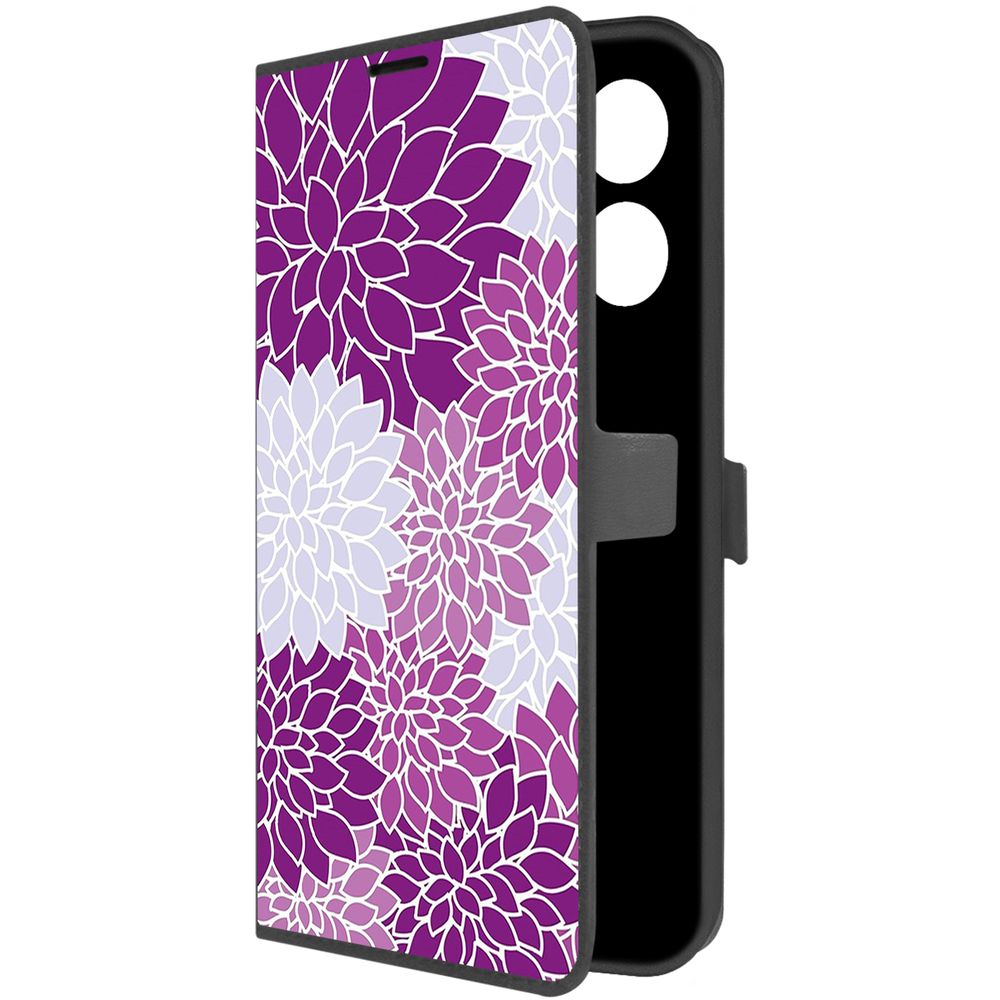 

Чехол-книжка Krutoff Eco Book для Itel A60s Цветочный паттерн 2 (черный)