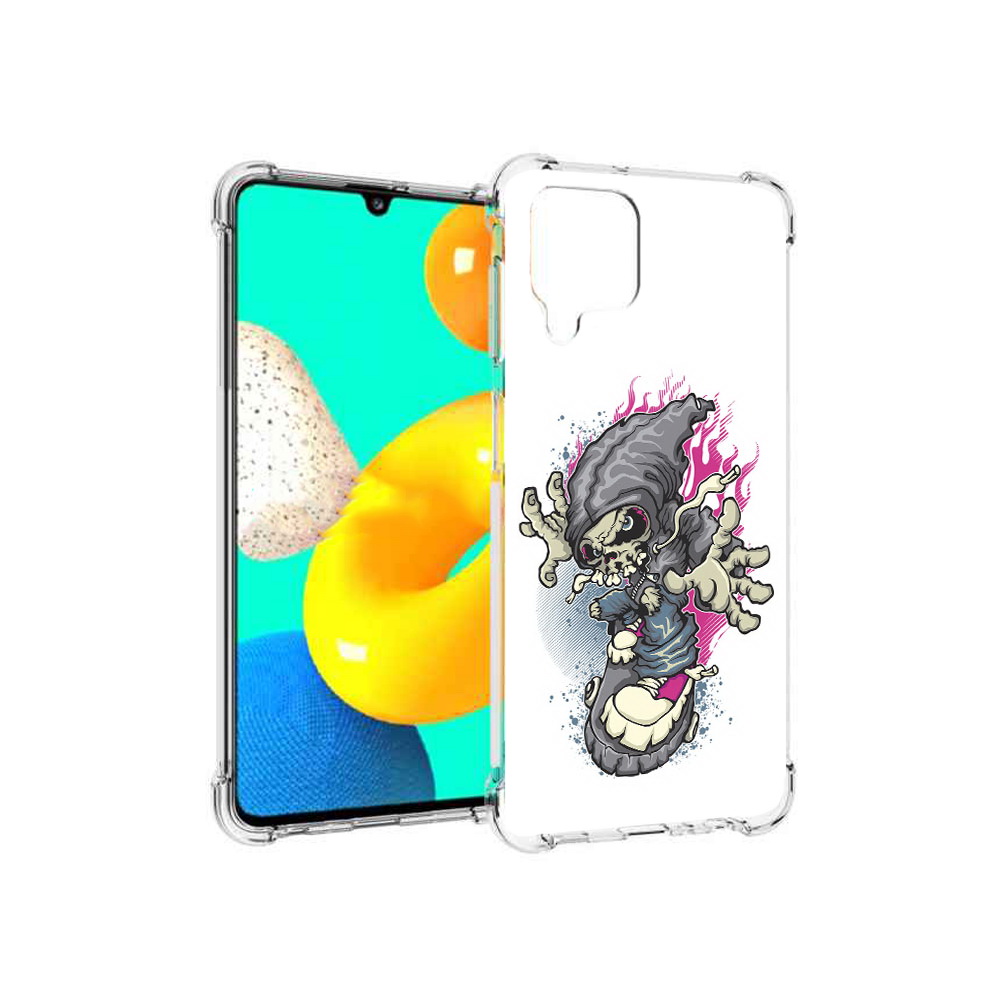 

Чехол MyPads Tocco для Samsung Galaxy M32 нарисованный скелет на скейт борде, Прозрачный, Tocco