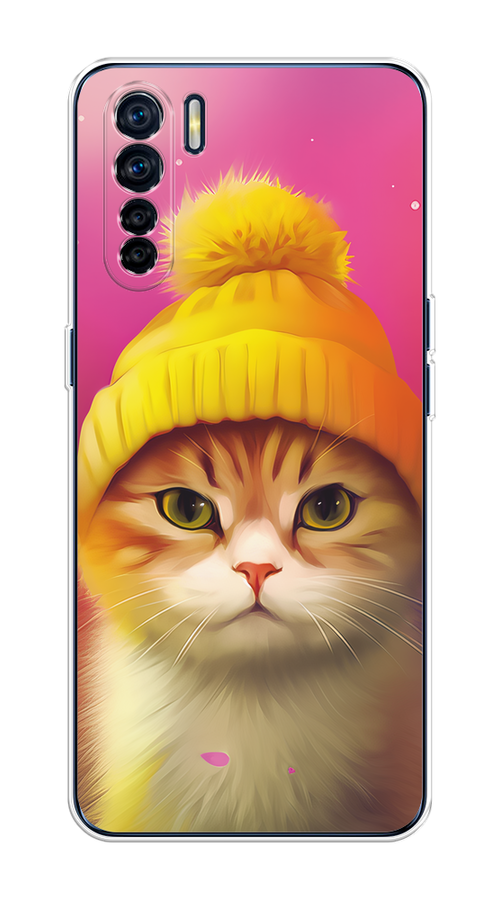 

Чехол на Oppo A91/Reno 3 "Котик в шапочке", Розовый;желтый;бежевый, 252450-1