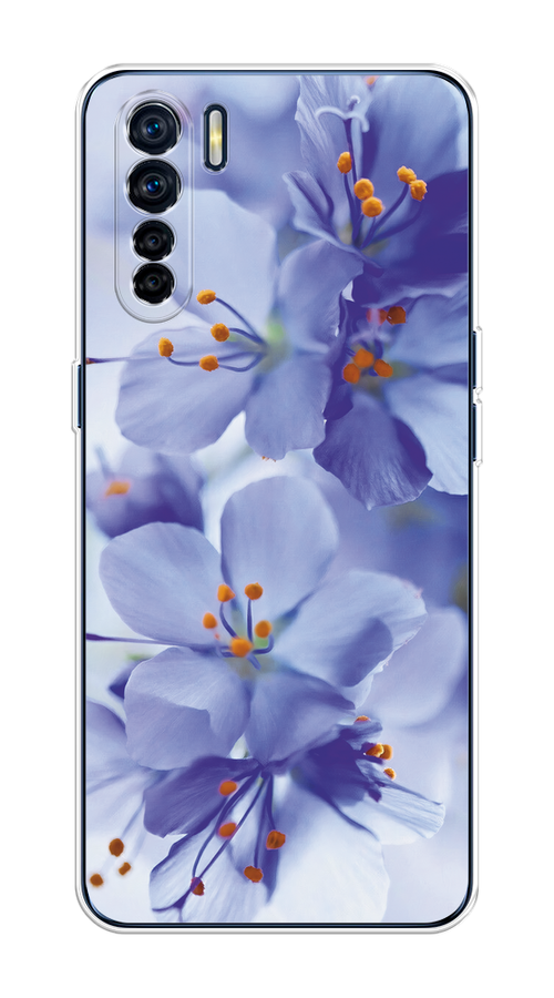 

Чехол на Oppo A91/Reno 3 "Фиолетовые цветки", Фиолетовый;синий, 252450-1