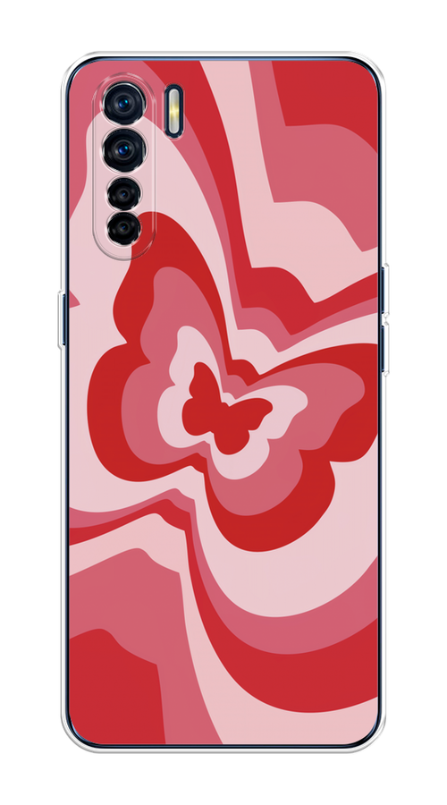 

Чехол на Oppo A91/Reno 3 "Бабочка в стиле хиппи", Красный;розовый, 252450-1