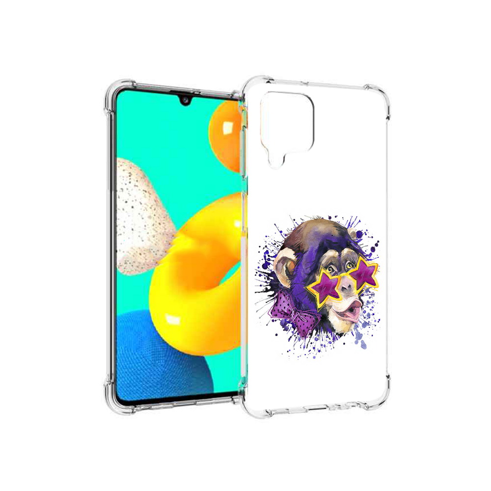 

Чехол MyPads Tocco для Samsung Galaxy M32 обезьяна в очках (PT161818.523.524), Прозрачный, Tocco