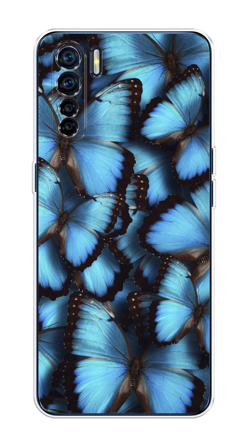 

Чехол на Oppo A91/Reno 3 "Тропическая бабочка 2", Голубой;черный, 252450-1