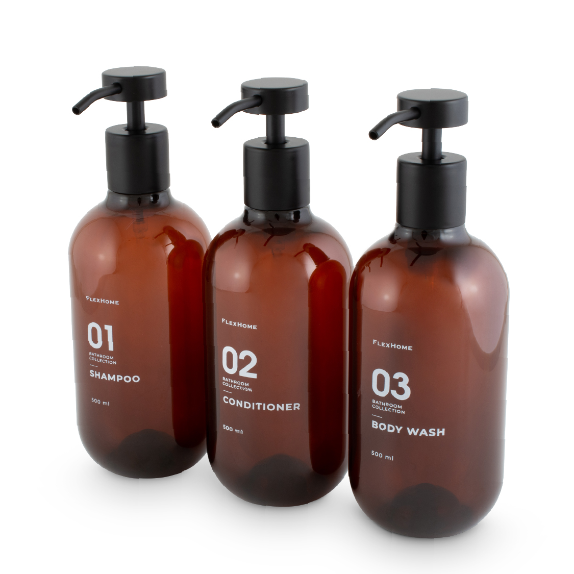 Набор FlexHome из 3-х флаконов по 500мл для ванной c гелевыми дозаторами