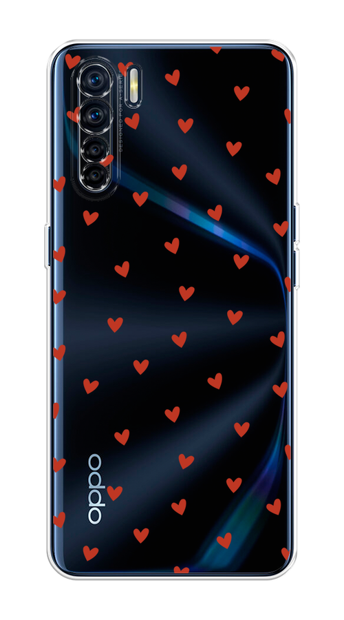 

Чехол на Oppo A91/Reno 3 "Red hearts", Красный;прозрачный, 252450-1