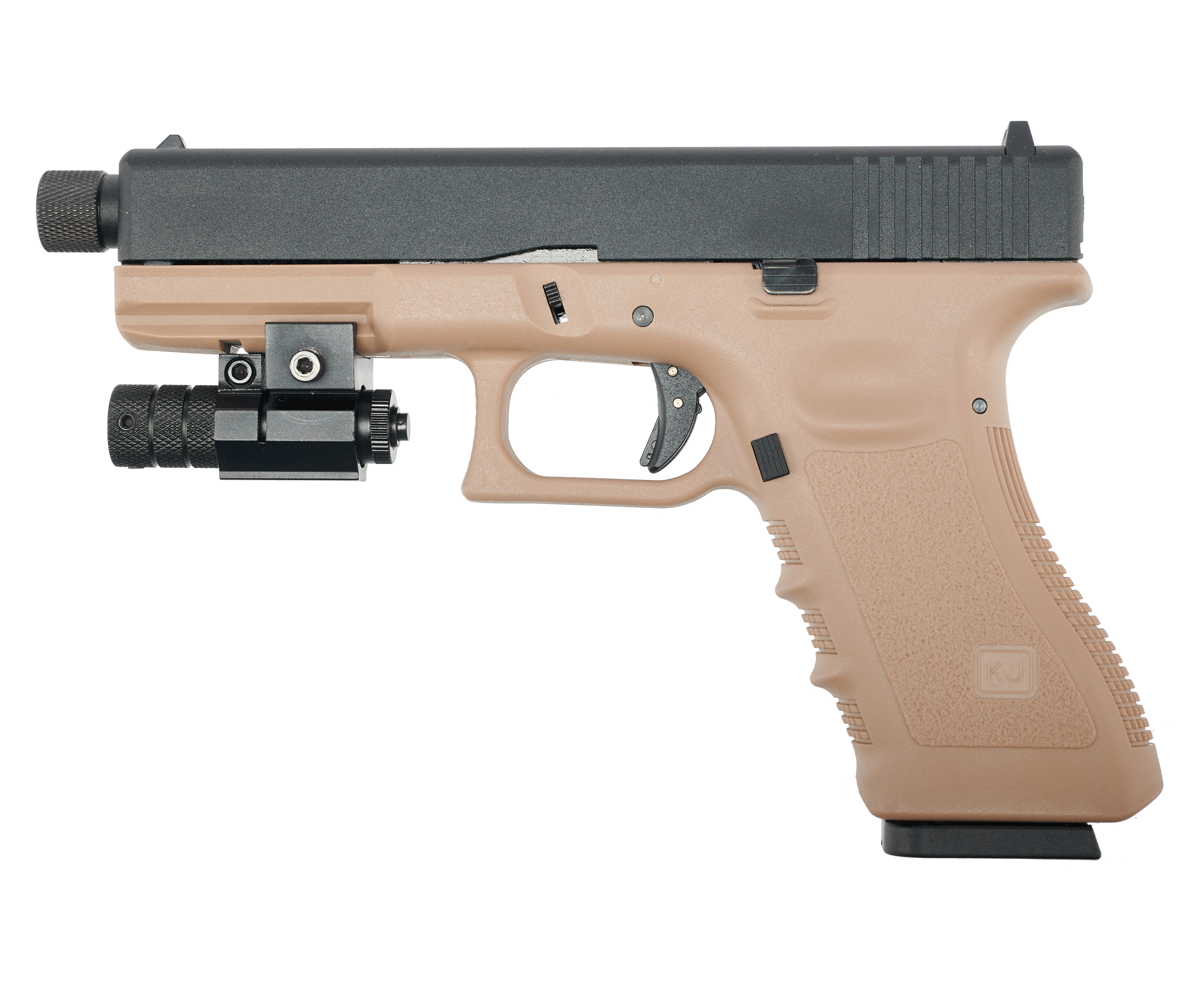 Страйкбольный пистолет KJW Glock G17 6 мм, GBB, Gas, Tan, удлиненный