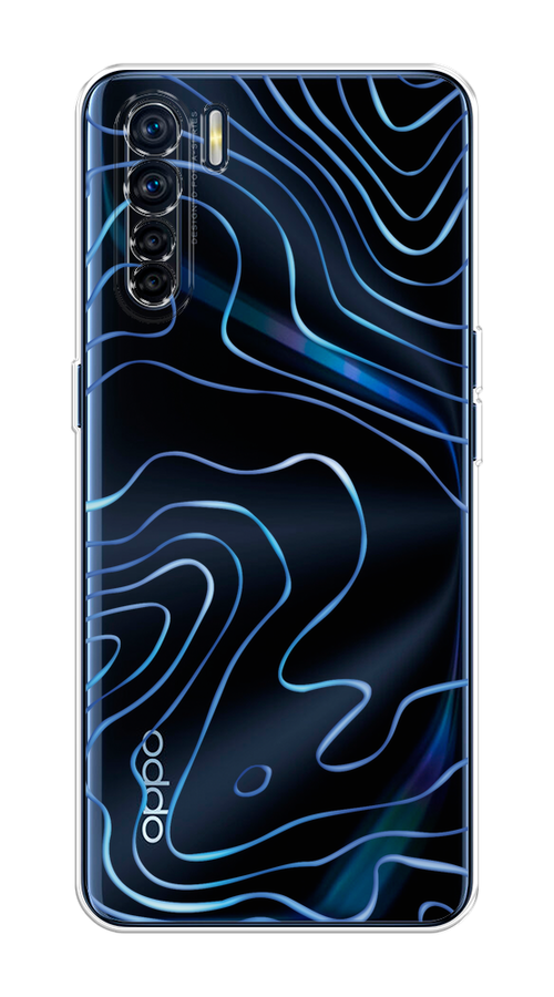 

Чехол на Oppo A91/Reno 3 "Blue lines", Прозрачный;синий, 252450-1