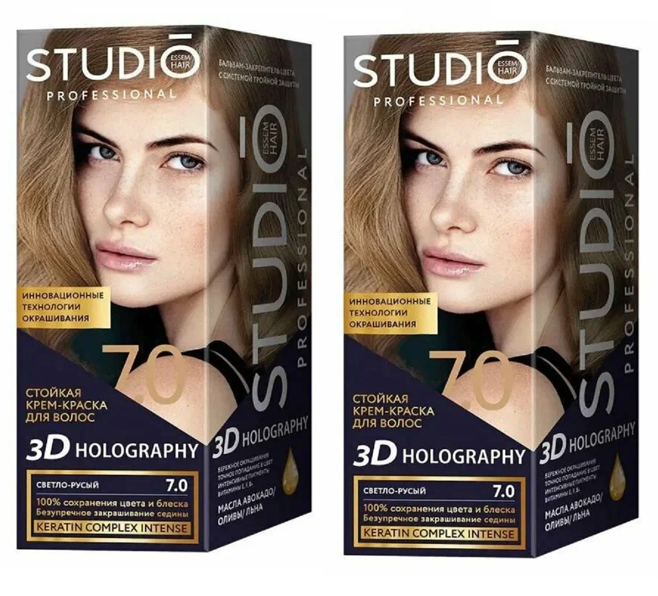 Краска для волос Studio Professional Essem Hair 7.0 Светло-русый 115 мл 2 шт