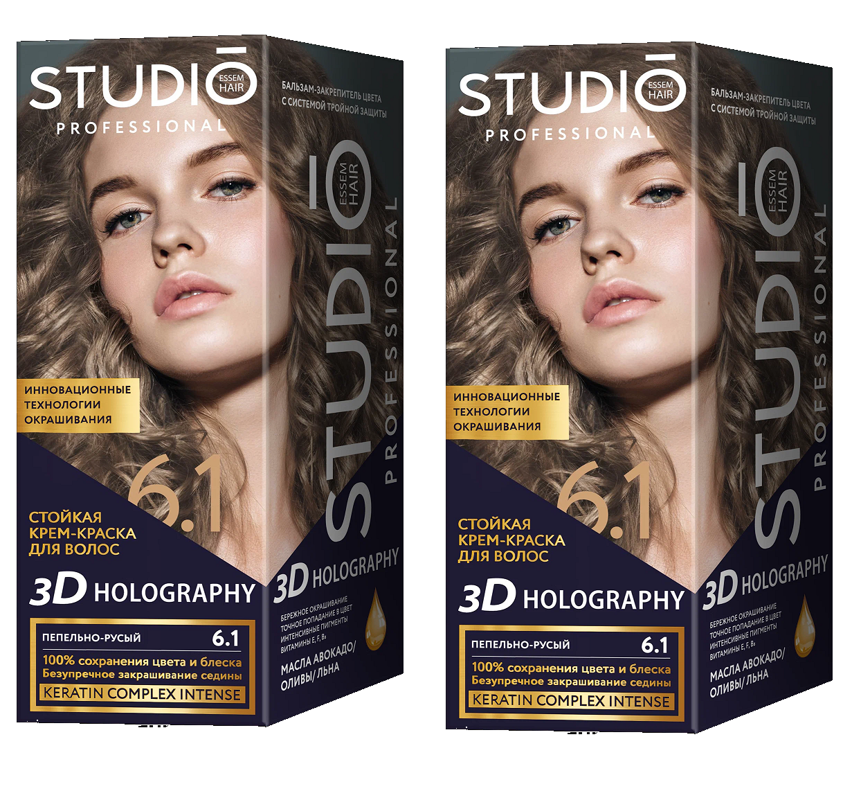 Краска для волос Studio Professional Essem Hair 6.1 Пепельно-русый 115 мл 2 шт