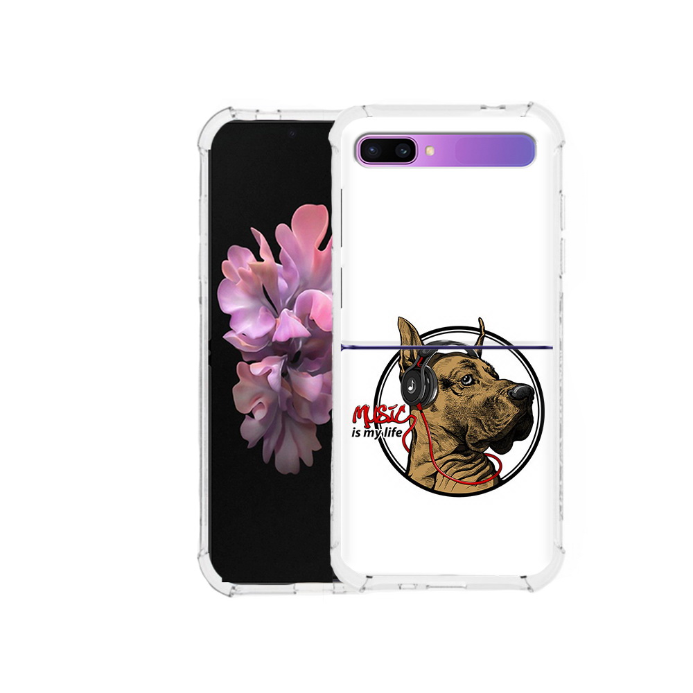 

Чехол MyPads Tocco для Samsung Galaxy Z Flip музыкальная собака (PT226935.587.490), Прозрачный, Tocco