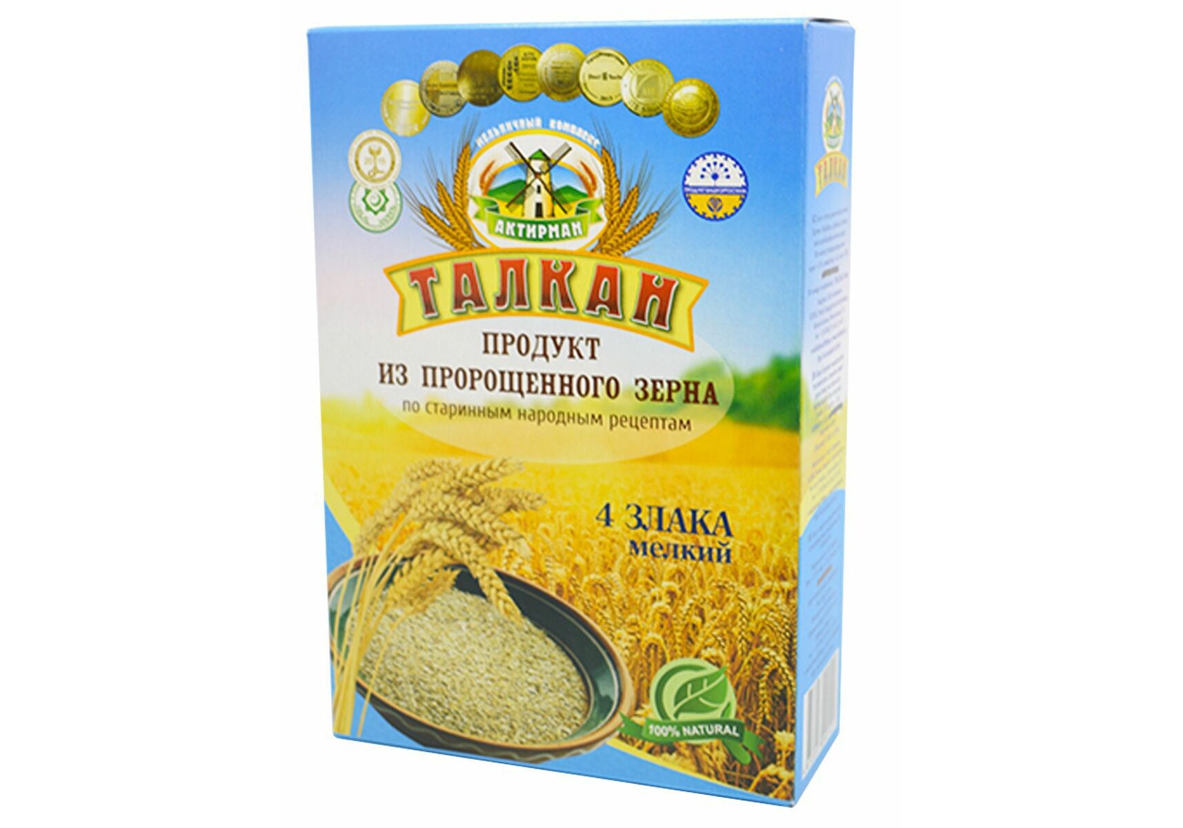 

Талкан из пророщенного зерна Актирман 4 злака, мелкий помол, 350 г