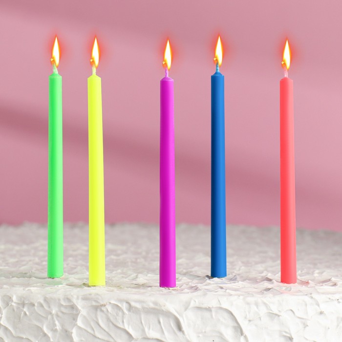 фото Свечи в торт "цветное пламя", гиганты, 10,5х0,9см, набор 5 шт страна карнавалия