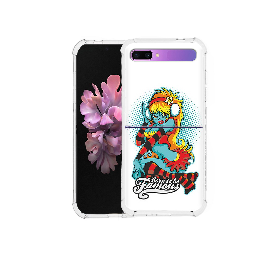 Чехол MyPads Tocco для Samsung Galaxy Z Flip нарисованная девушка в наушниках