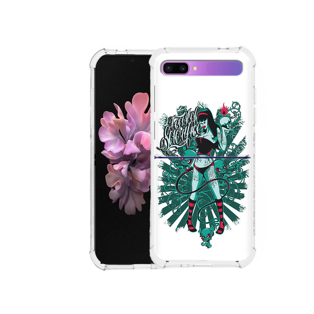 

Чехол MyPads Tocco для Samsung Galaxy Z Flip нарисованная девушка в татуировках, Прозрачный, Tocco