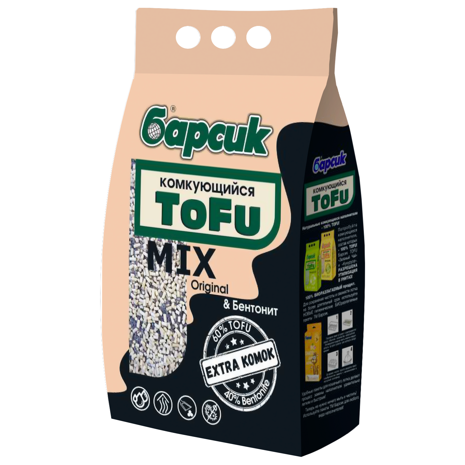 Комкующийся наполнитель Барсик Tofu Mix Original&Бентонит, 4,54 л