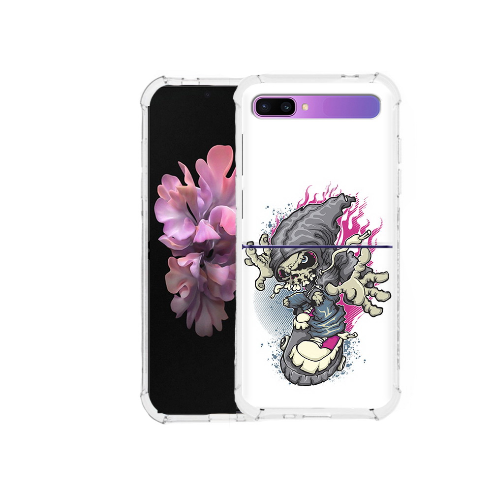 

Чехол MyPads Tocco для Samsung Galaxy Z Flip нарисованный скелет на скейт борде, Прозрачный, Tocco