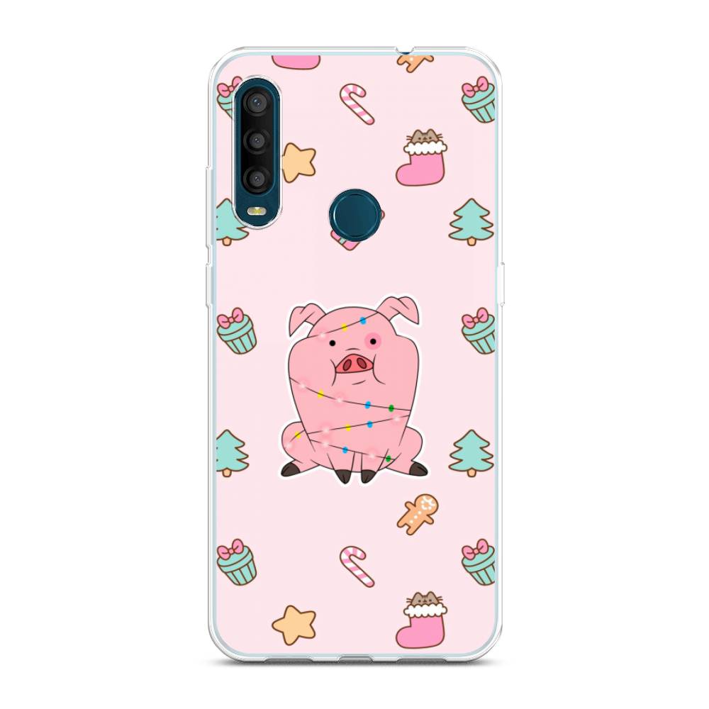 

Чехол на Alcatel 1SE 2020 "Розовая свинка", Розовый;зеленый, 171250-5