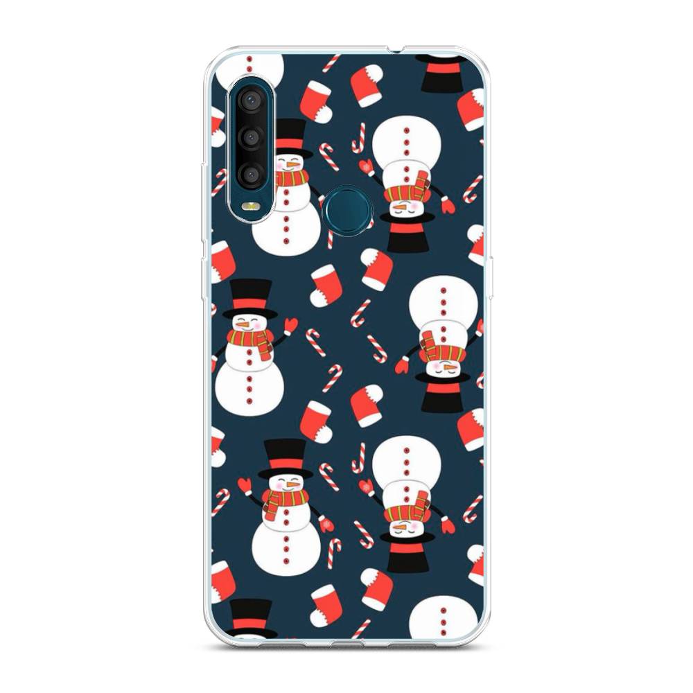 

Чехол на Alcatel 1SE 2020 "Синие снеговики", Синий;белый;красный, 171250-5