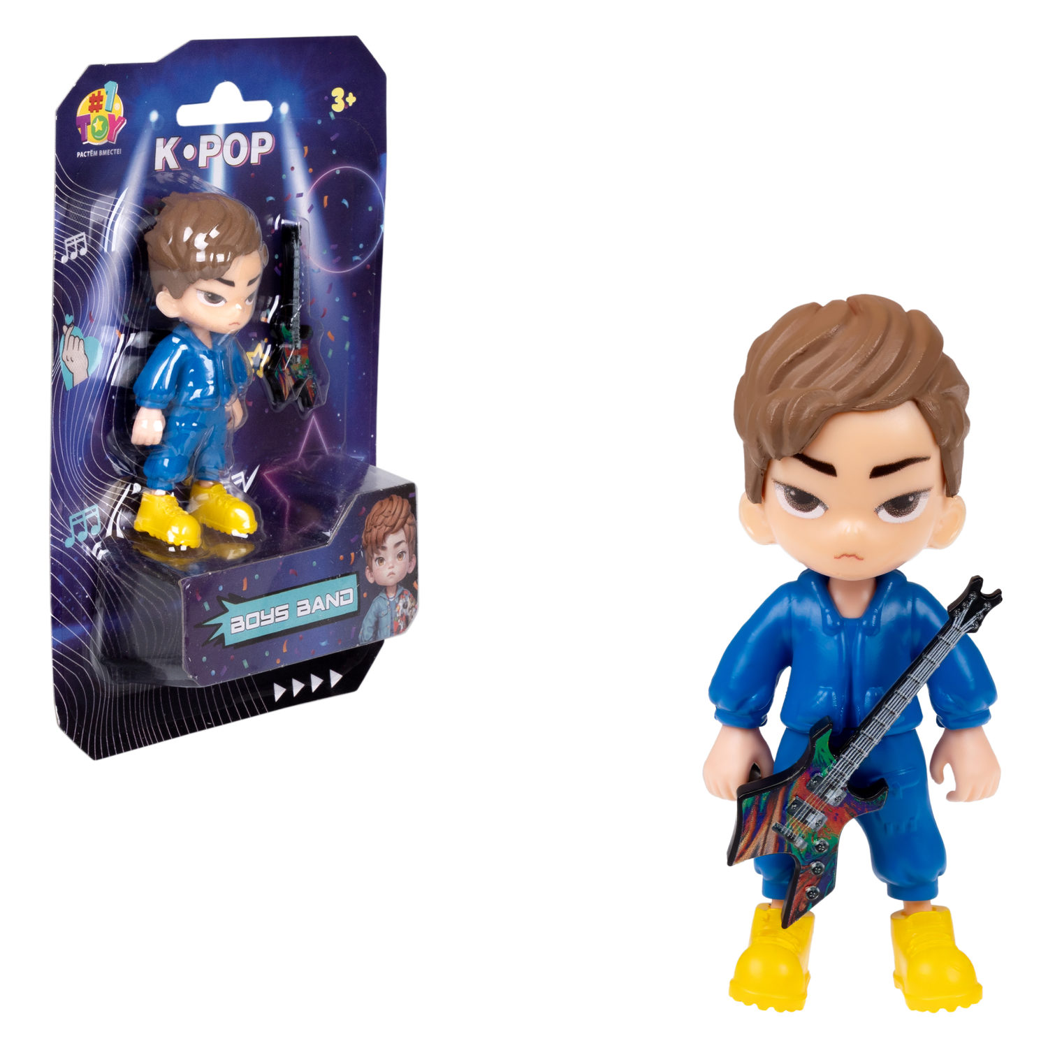 

Кукла 1TOY K-POP Boys band корейские ребята с муз инструментами, синий костюм и гитара, Т25593-5