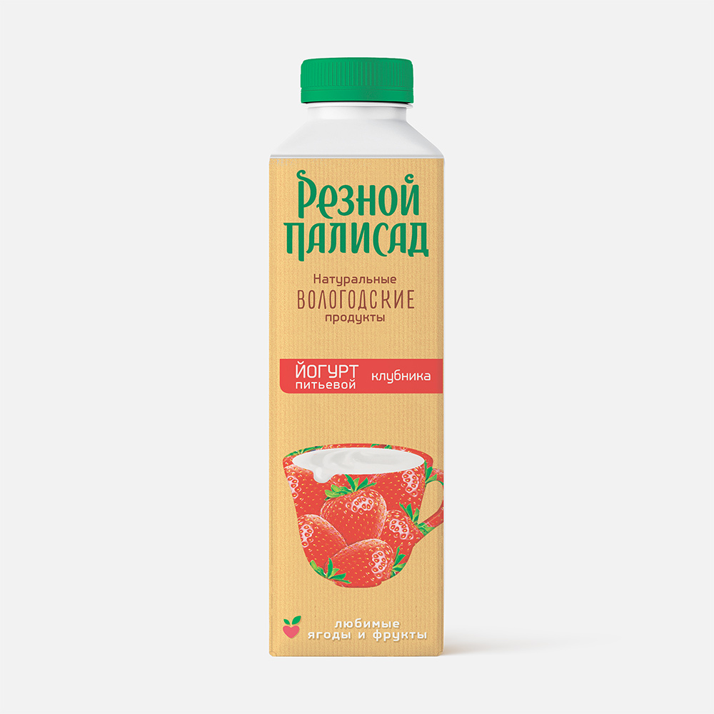 Йогурт питьевой Резной палисад клубника 1,3% БЗМЖ 500 мл