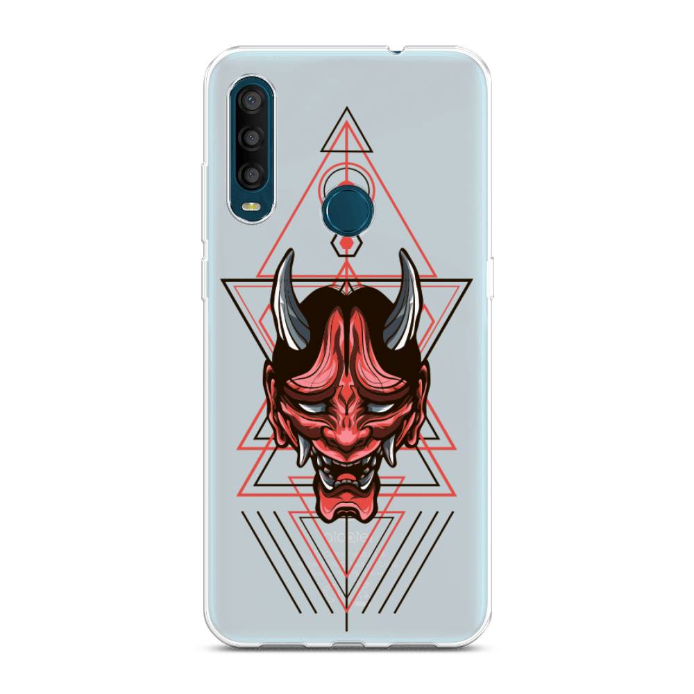 

Чехол на Alcatel 1SE 2020 "Hanya Oni mask", Серый;красный;черный, 171250-4