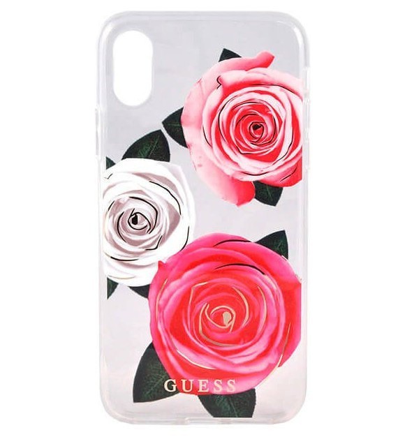 фото Чехол cg mobile guess flower desire iphone xs max прозрачный/"трехцветная роза"