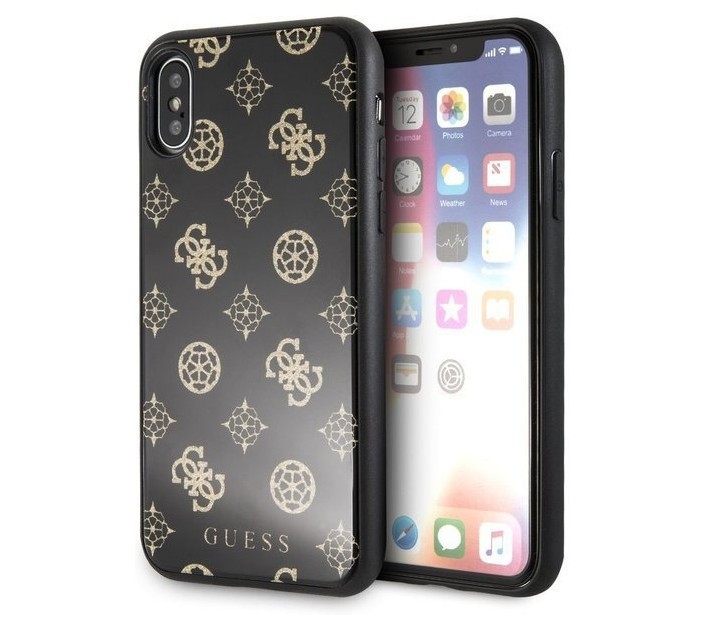 фото Чехол cg mobile guess double layer 4g peony glitter iphone x/xs черный