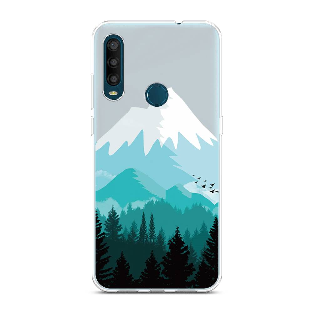 

Чехол на Alcatel 1SE 2020 "Синяя снежная гора", Белый;голубой, 171250-2