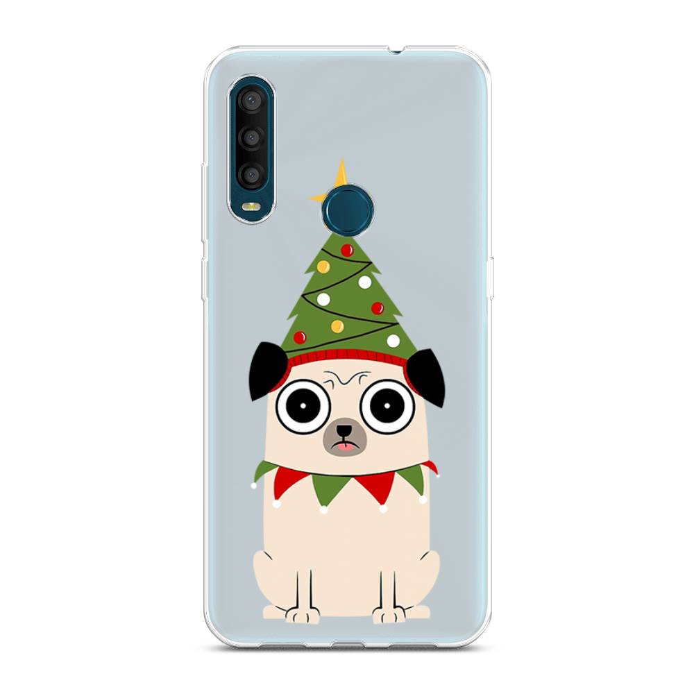 

Чехол на Alcatel 1SE 2020 "Собачка с ёлочкой", Бежевый;красный;зеленый, 171250-1