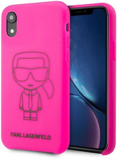 фото Чехол cg mobile karl lagerfeld liquid silicone ikonik iphone xr розовый/черный