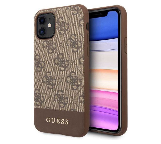 фото Чехол cg mobile guess 4g stripe metal logo iphone 11 коричневый