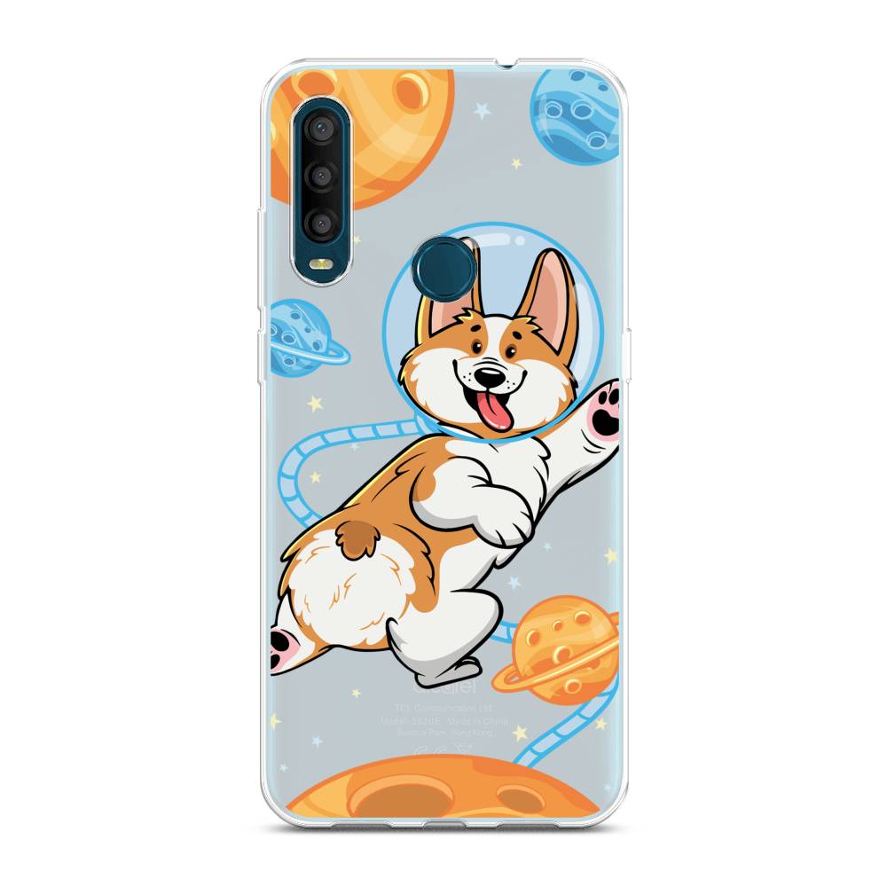 

Чехол на Alcatel 1SE 2020 "Корги-космонавт", Голубой;бежевый;белый, 171250-1