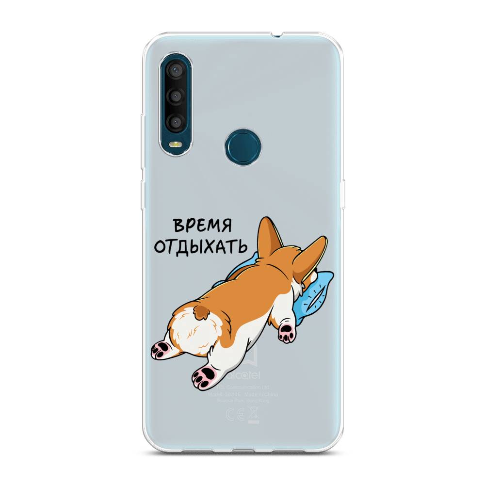 

Чехол на Alcatel 1SE 2020 "Корги отдыхает", Черный;коричневый;голубой, 171250-1