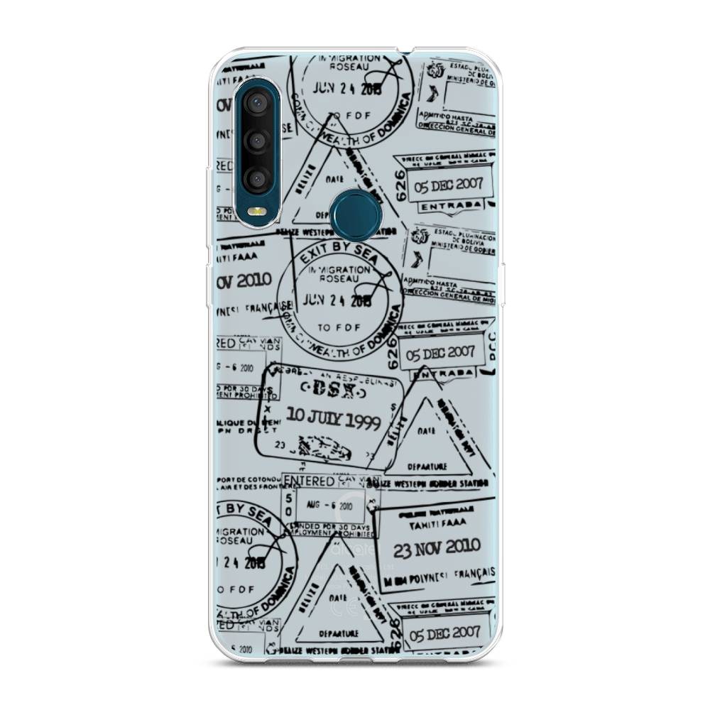 

Чехол на Alcatel 1SE 2020 "Visa stamps 2", Белый;черный;серый, 171250-2