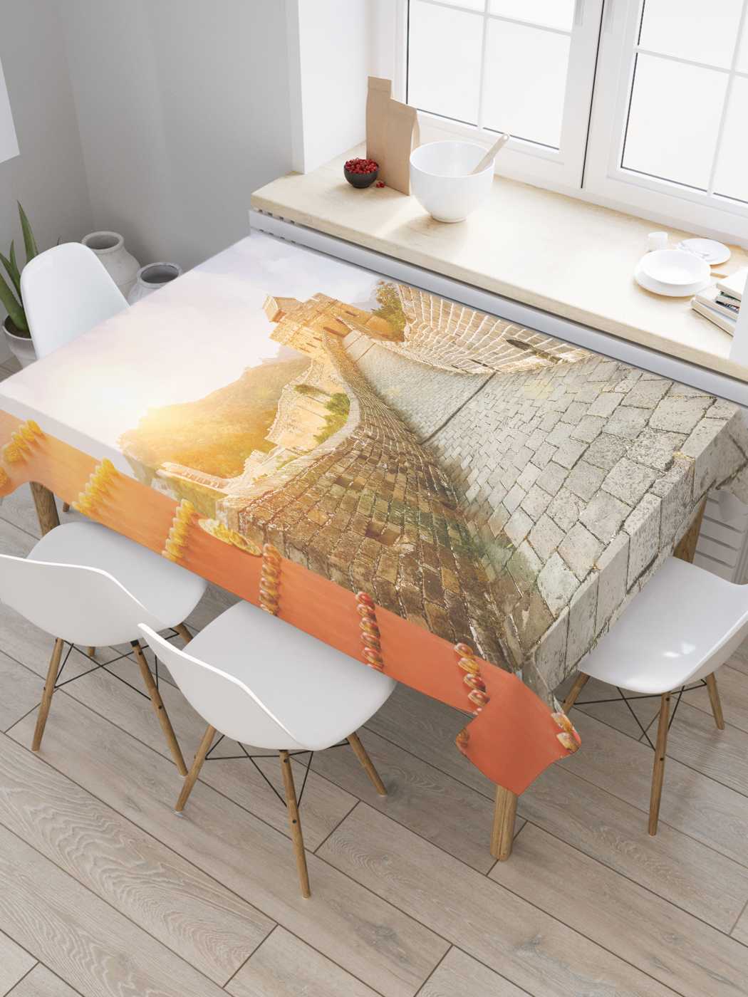 

Скатерть прямоугольная JoyArty "Дорога по Китайской стене" из сатена, 180x145 см, Серый, Дорога по Китайской стене