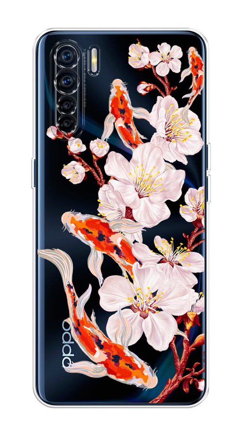 

Чехол на Oppo A91/Reno 3 "Карпы и сакура", Оранжевый;розовый;бежевый;прозрачный, 252450-1