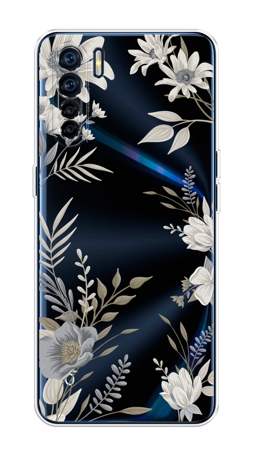 

Чехол на Oppo A91/Reno 3 "Цветы сепия", Серый;прозрачный;зеленый;белый, 252450-1