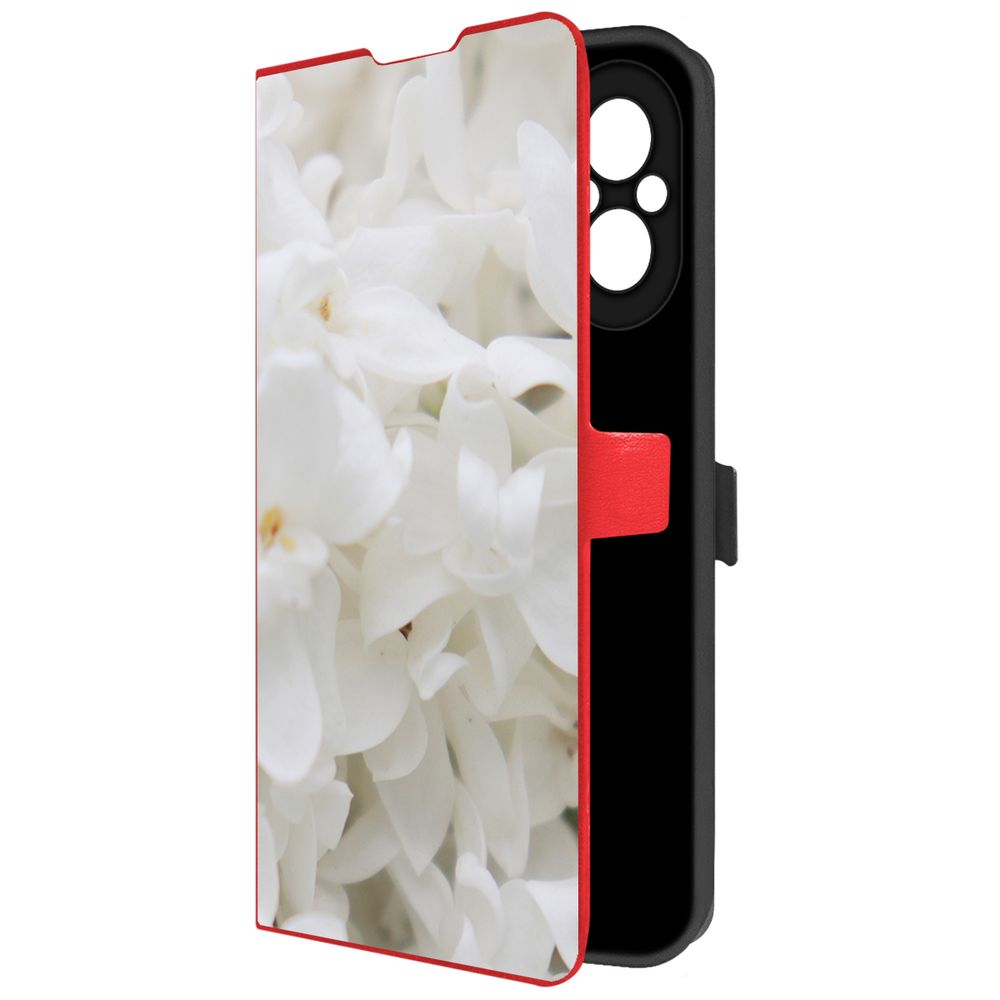 

Чехол-книжка Krutoff Eco Book для Realme C67 Белые лилии (красный)