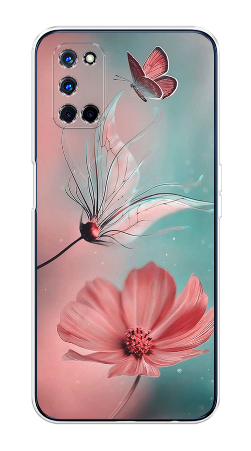 

Чехол на Oppo A52/A72 "Бабочка и цветок", Голубой;розовый, 253250-1