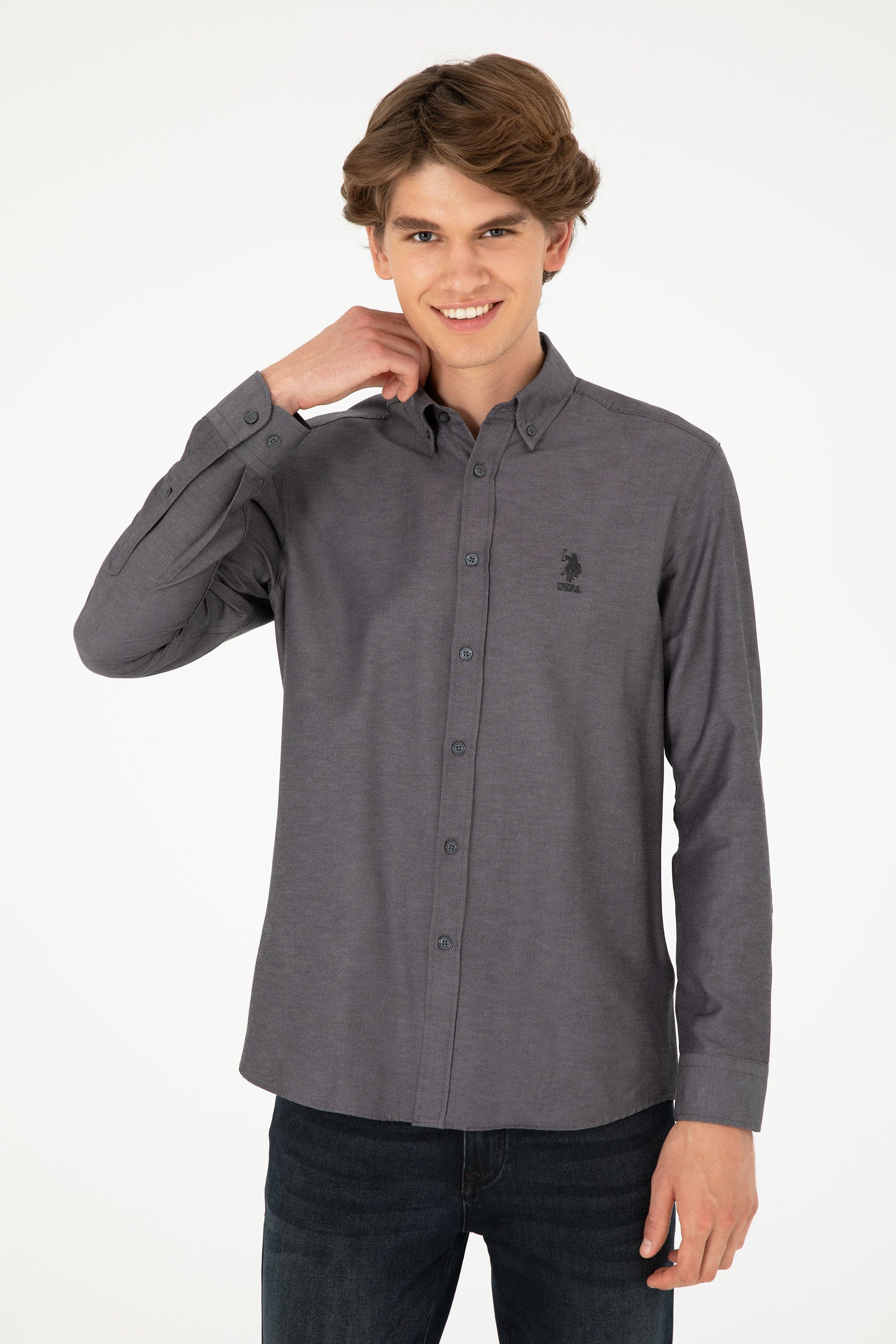 

Рубашка мужская U.S. POLO Assn. G081GL0040GOX024K серая 2XL, Серый, G081GL0040GOX024K