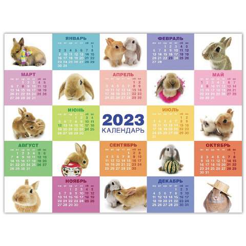 

Календарь настенный листовой 2023 год Hatber 114663 30 штук
