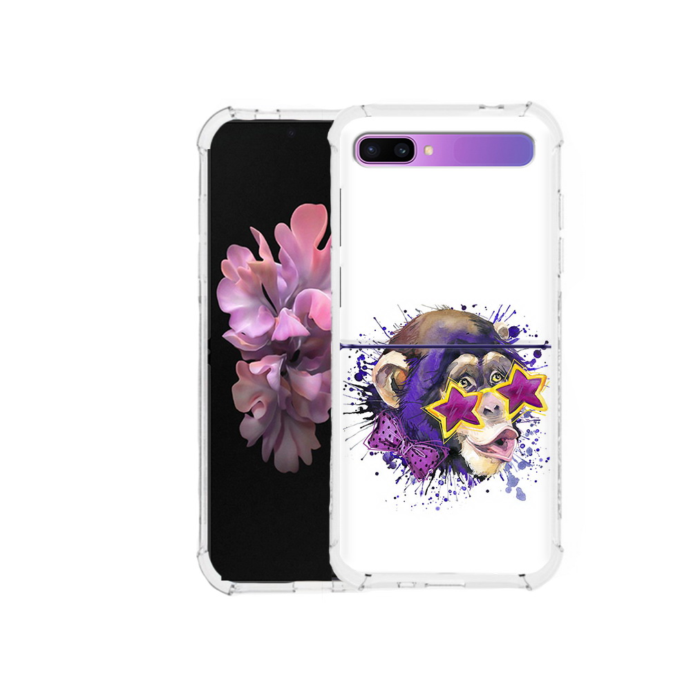 

Чехол MyPads Tocco для Samsung Galaxy Z Flip обезьяна в очках (PT226935.587.524), Прозрачный, Tocco