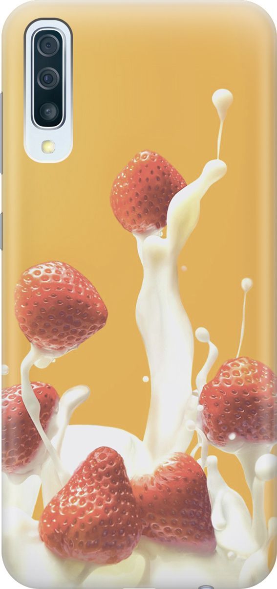 

Чехол на Samsung Galaxy A50 "Клубника и сливки", Белый;желтый, 7154