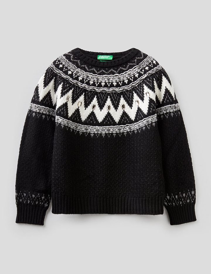 

Джемпер для девочек Benetton цв. черный р.146, 21A_1176Q1126
