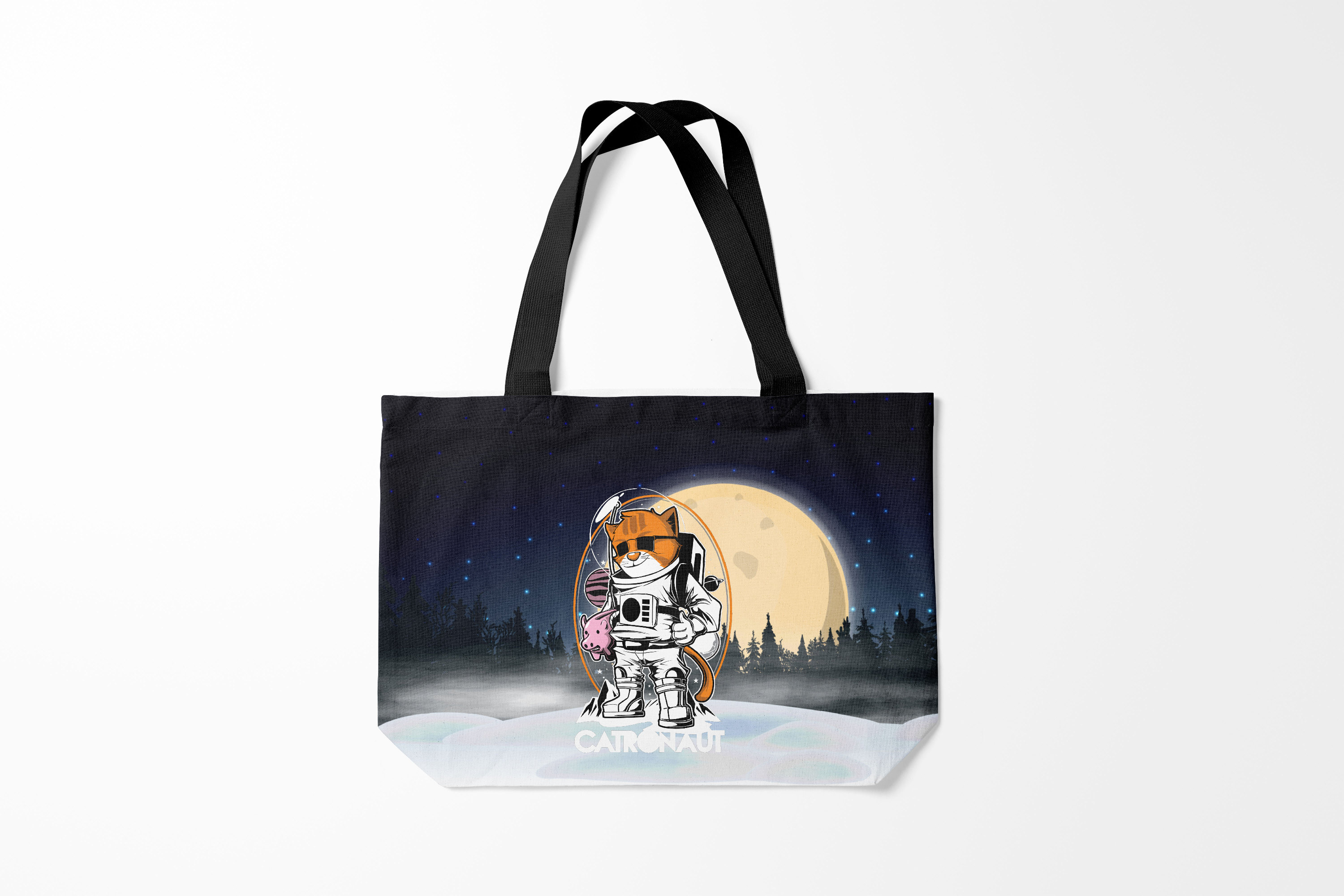 

Сумка шoппер унисекс Burnettie День космонавтики Catronaut, черный, День космонавтики Catronaut