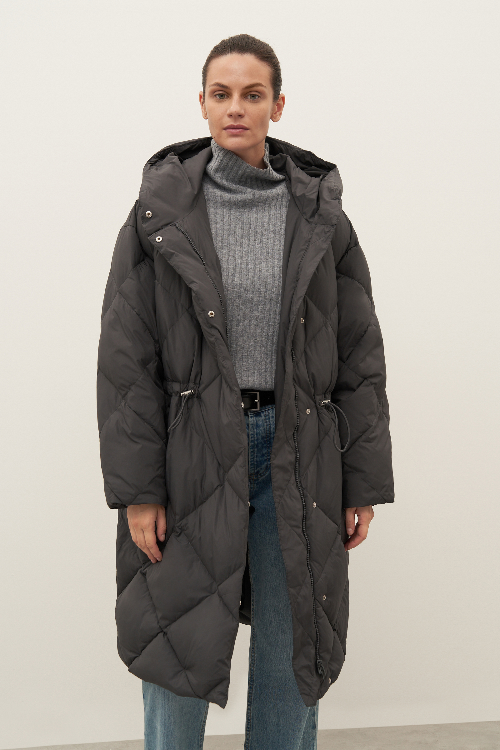 Пуховик-пальто женский Finn Flare FAD11031 серый M