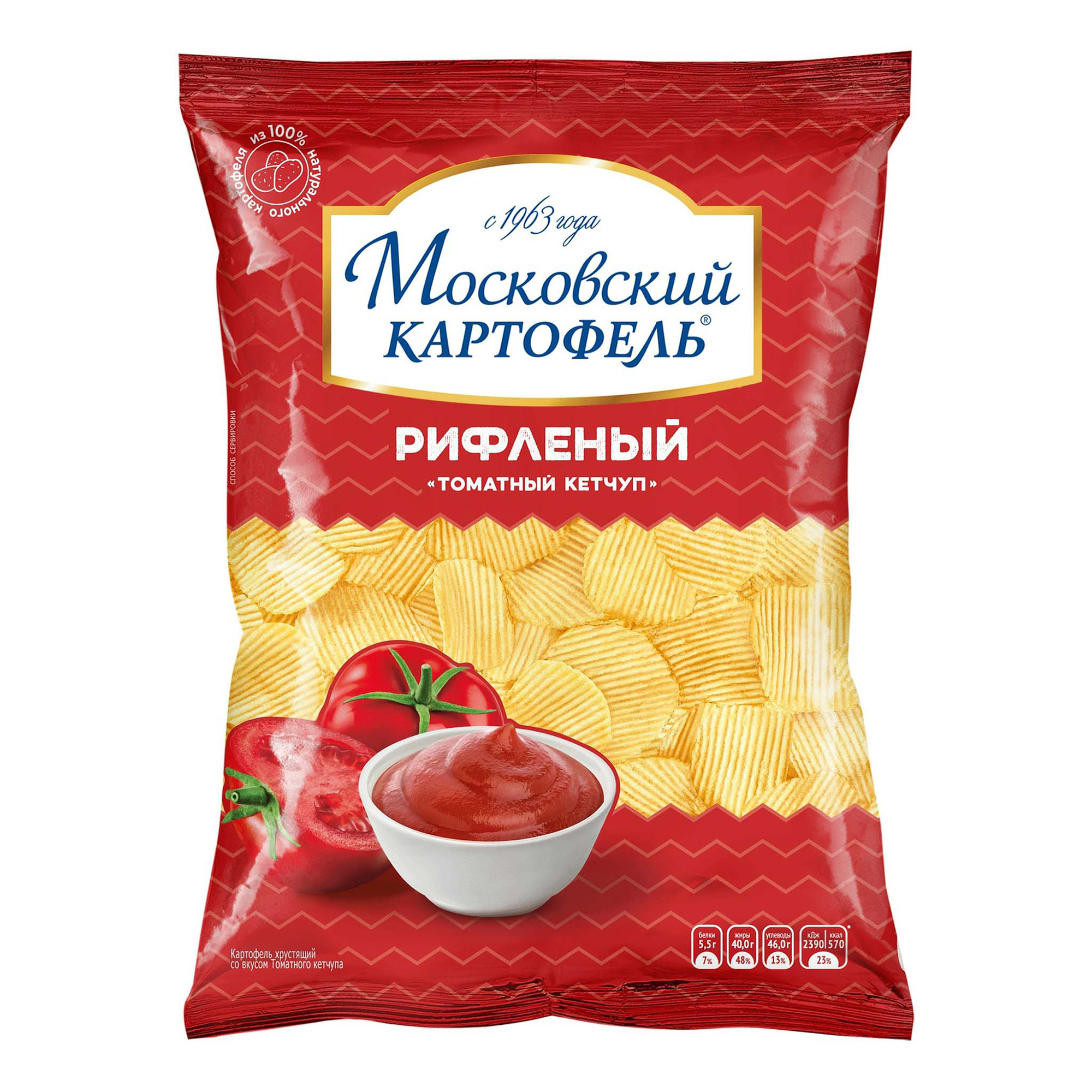 Чипсы Московский Картофель рифленые томатный кетчуп 130 г