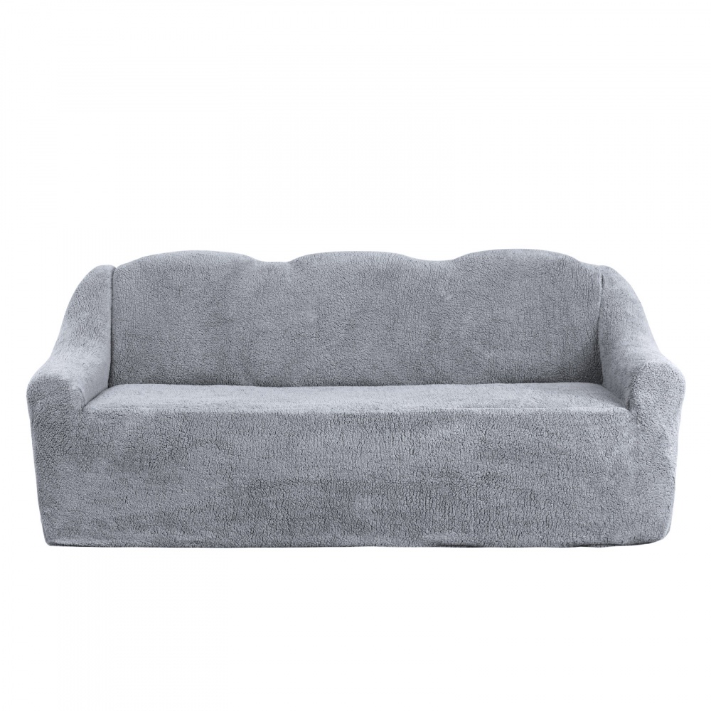 фото Чехол на трёхместный диван плюшевый venera, цвет серый