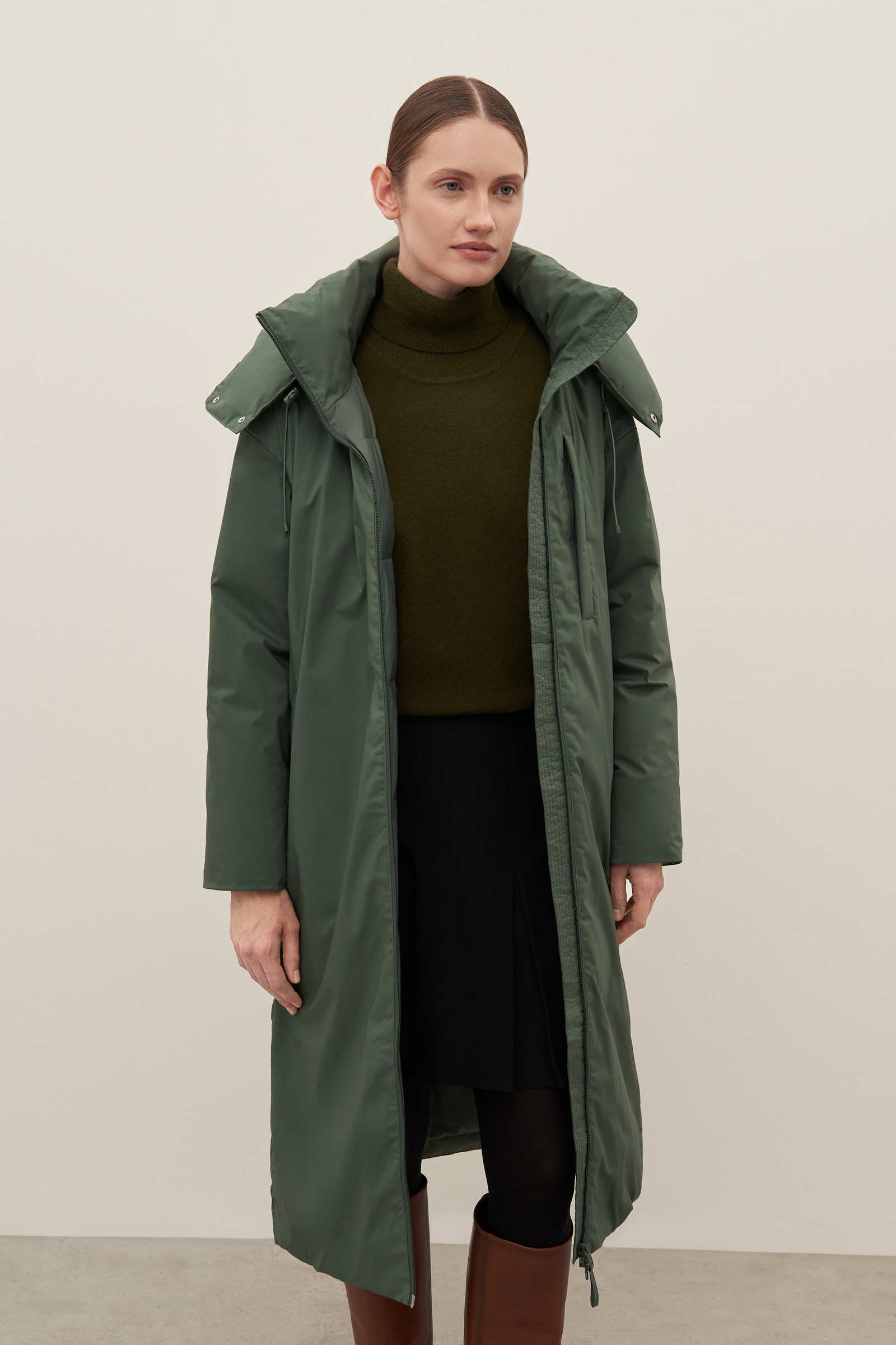 Пуховик-пальто женский Finn Flare FAD11070 зеленый XL