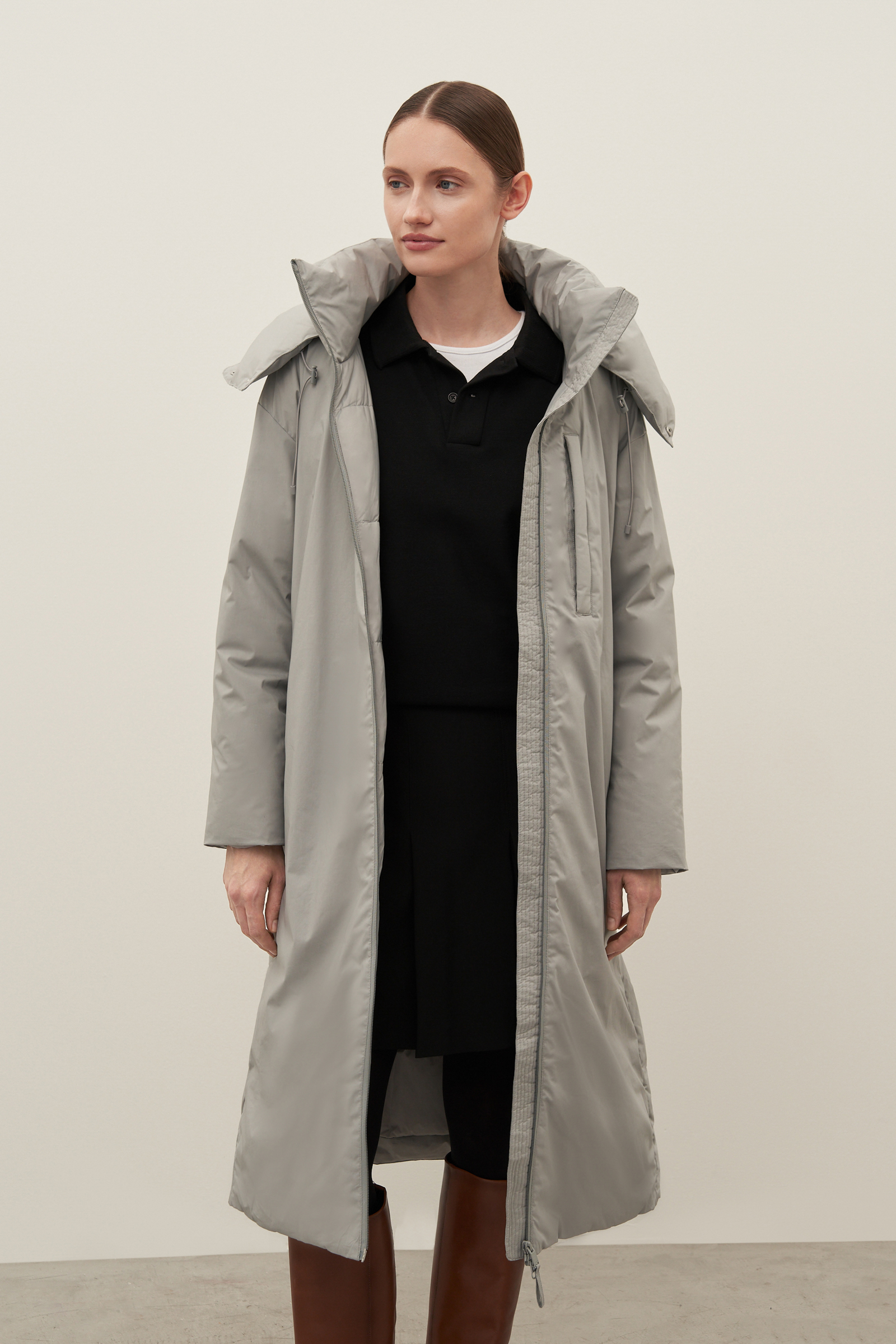 Пуховик-пальто женский Finn Flare FAD11070 серый XL